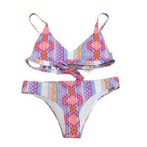 NWT Raisins Juniors Bikini Set Top and Bottom Size Small Geometric Design